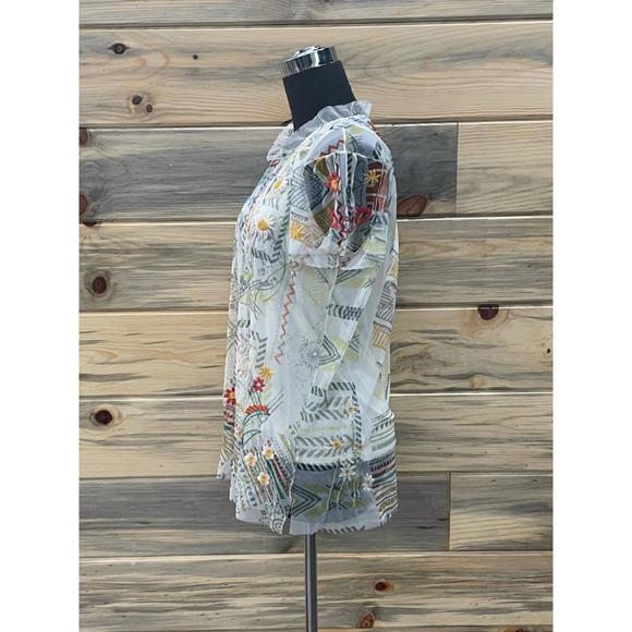 NEW JOHNNY WAS merida mesh blouse in multi - Picture 2 of 4